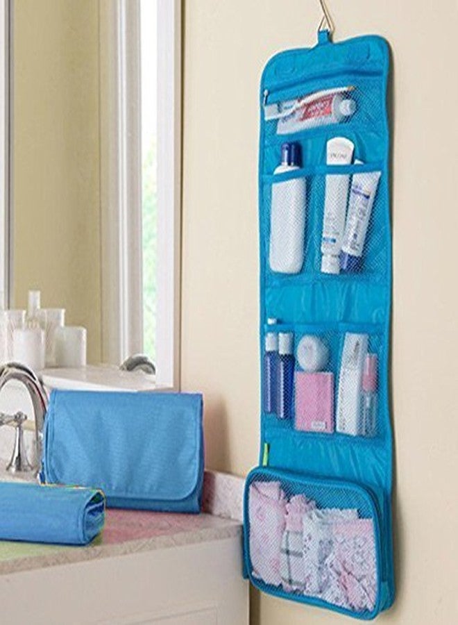 MEZON حقيبة مستحضرات التجميل القابلة للطي من ميزون، تُعلق على الحائط، حقيبة مكياج، طقم أدوات تجميل، منظم حمام - متعدد الألوان - Image 5